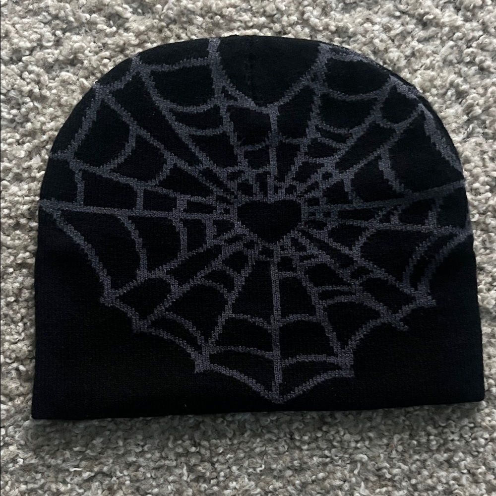 Women’s Black Spiderweb Beanie Hat